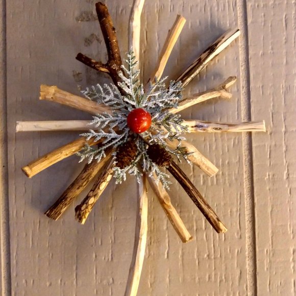 Handmade Rustic Real Wood Sticks Twigs Tree Topper  or Hanging Ornament - Picture 8 of 8
